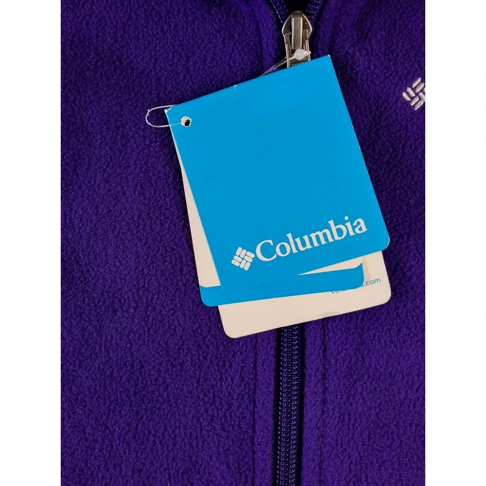 Columbia Fast Trek Vest Youth XL Purple Fleece Full Zip Outdoor Jacket WY1453540